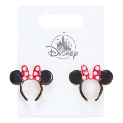 Minnie Mouse Ears Headband Silvertone Earrings