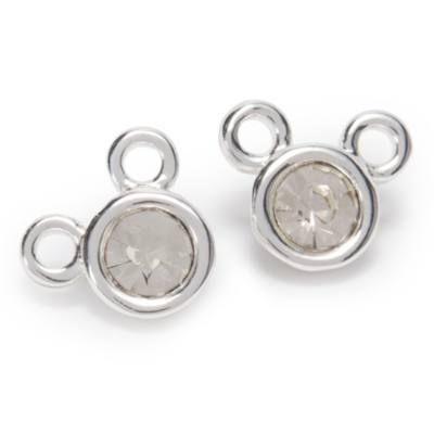 Pendientes bot&oacute;n plateados icono circular Mickey Mouse