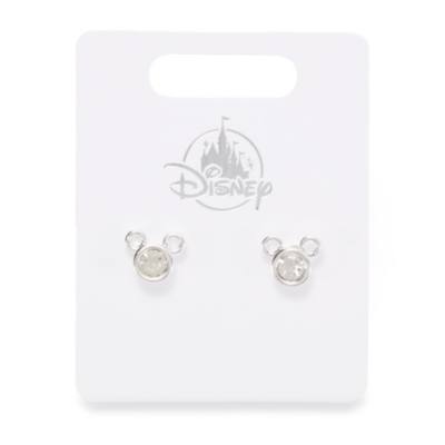 Pendientes bot&oacute;n plateados icono circular Mickey Mouse