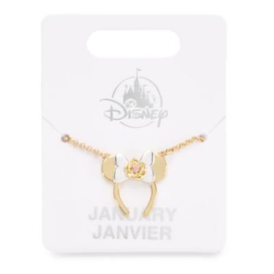 Minnie Mouse January Birth Flower Bow Necklace