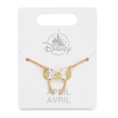 Minnie Mouse April Birth Flower Bow Necklace