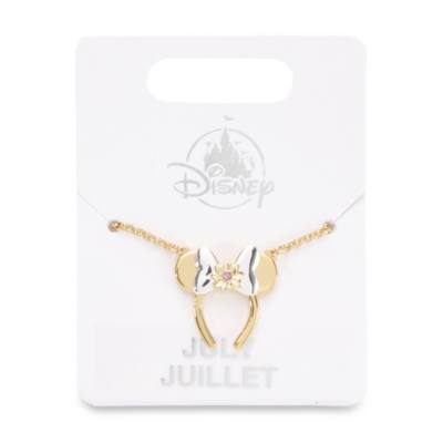 Minnie Mouse July Birth Flower Bow Necklace