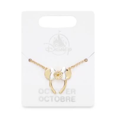 Minnie Mouse October Birth Flower Bow Necklace