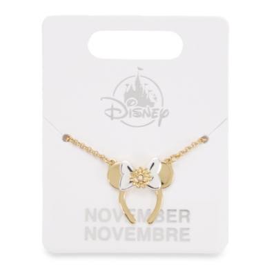 Minnie Mouse November Birth Flower Bow Necklace