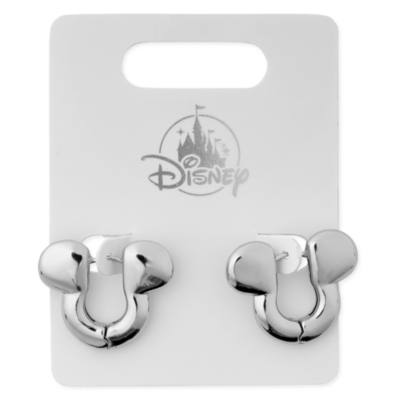Mickey Mouse Huggie Hoop Silvertone Earrings