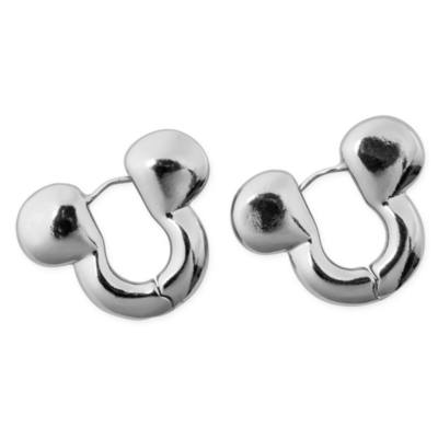 Mickey Mouse Huggie Hoop Silvertone Earrings