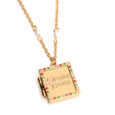 Sleeping Beauty Book Goldtone Necklace