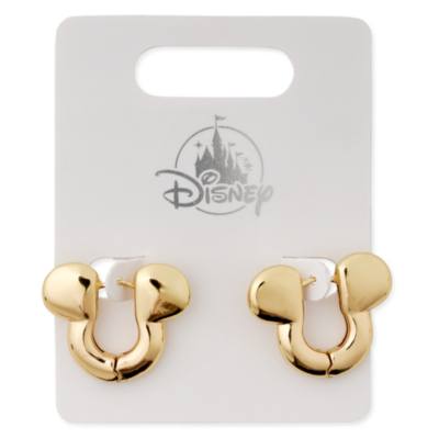 Pendientes aro ajustados dorados Mickey Mouse