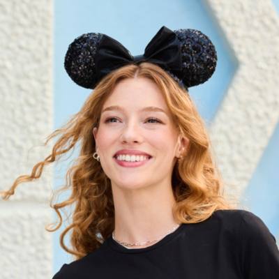 Minnie Mouse Black Sequined Ears Headband for Adults
