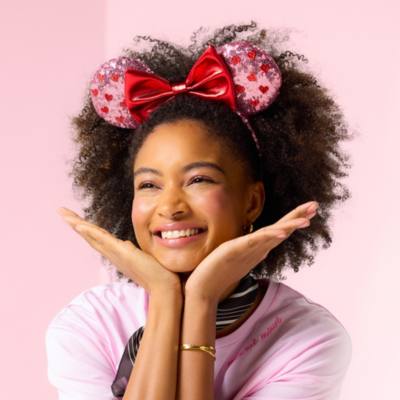 Serre-t&ecirc;te &agrave; oreilles de Minnie avec coeurs et sequins pour adultes