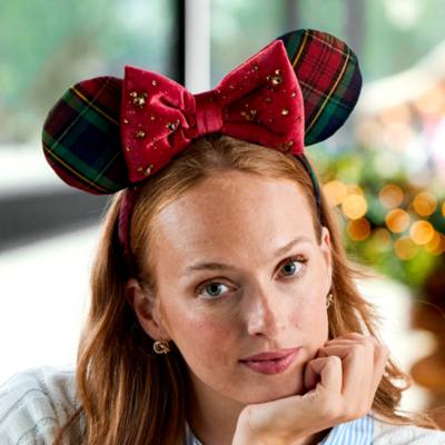 Minnie Mouse Tartan Christmas Ears Headband for Adults