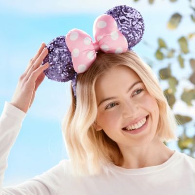 Walt Disney World Minnie Mouse Pink and Purple Sequin Ears Headband For Adults