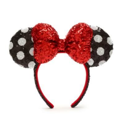 Walt Disney World Minnie Mouse Red, Black and White Sequin Ears Headband for Adults