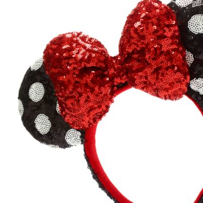 Walt Disney World Minnie Mouse Red, Black and White Sequin Ears Headband for Adults