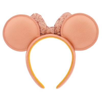 Minnie Mouse Peach Punch Ears Headband with Sequined Bow For Adults