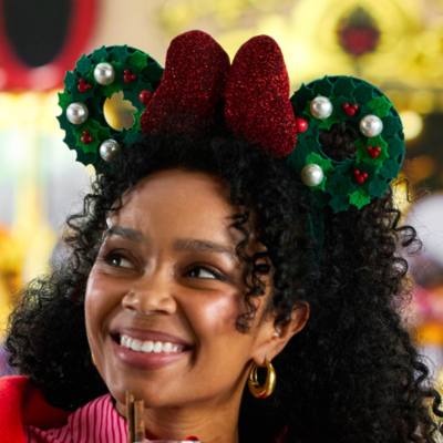 Mickey Mouse Christmas Wreath Ears Headband for Adults