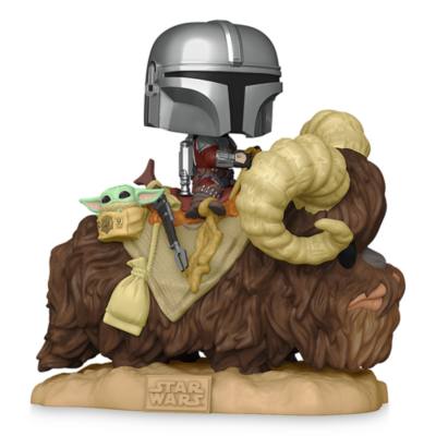 Statuetta in vinile deluxe Il Mandaloriano e Grogu su un Bantha serie Pop! di Funko