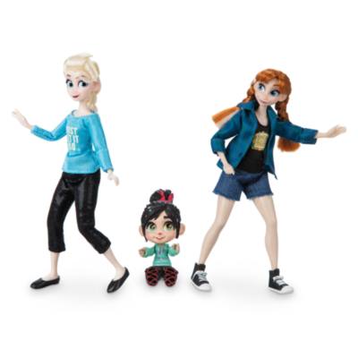 Set de mu&ntilde;ecas en miniaturas Anna, Elsa y Vanellope Ralph rompe Internet, Disney Store