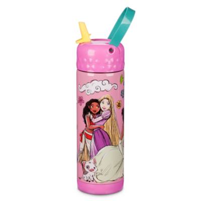 Botella acero inoxidable con pajita princesas Disney