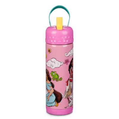 Botella acero inoxidable con pajita princesas Disney