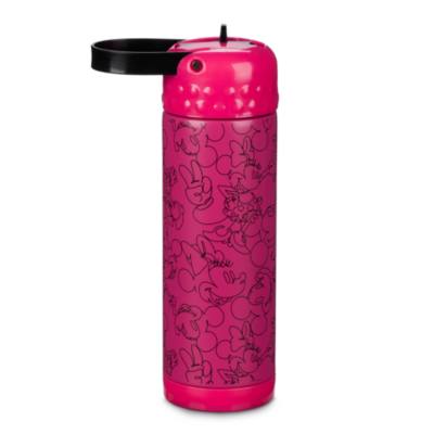 Mickey and Minnie Mouse Stainless Steel Water Bottle with Built-In Straw