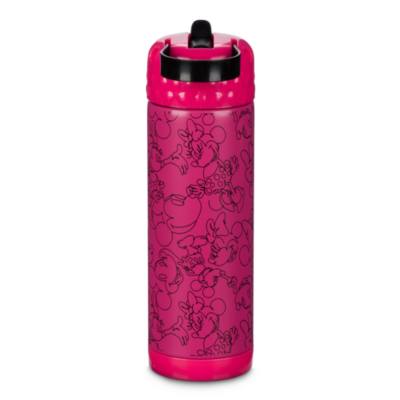 Mickey and Minnie Mouse Stainless Steel Water Bottle with Built-In Straw