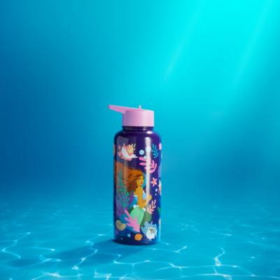 Disney Store The Little Mermaid Stainless Steel Water Bottle with Built-In Straw, Live Action Film