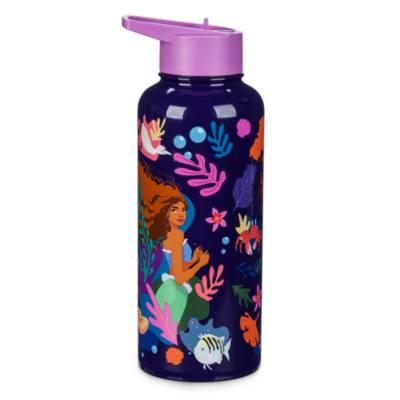 Disney Store The Little Mermaid Stainless Steel Water Bottle with Built-In Straw, Live Action Film