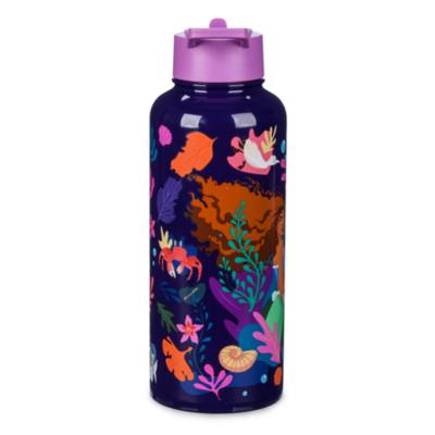 Disney Store The Little Mermaid Stainless Steel Water Bottle with Built-In Straw, Live Action Film