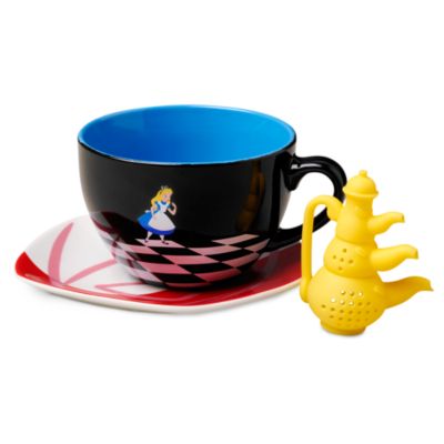 Disney Store Alice in Wonderland Mug, Saucer, and Tea Infuser Set