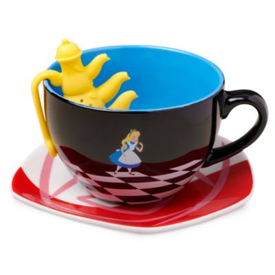 Disney Store Alice in Wonderland Mug, Saucer, and Tea Infuser Set