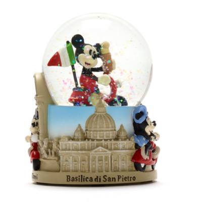 Disney Store Mickey and Minnie Rome Snow Globe