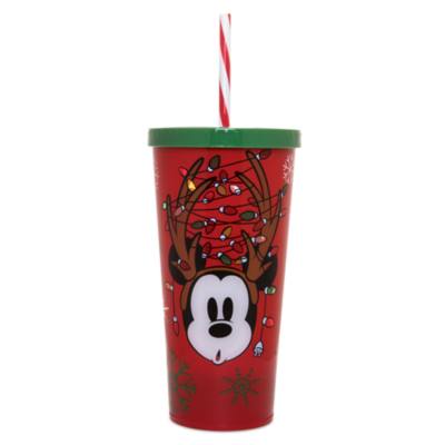 Disney Store Mickey Mouse Holiday Cheer Light-Up Straw Tumbler