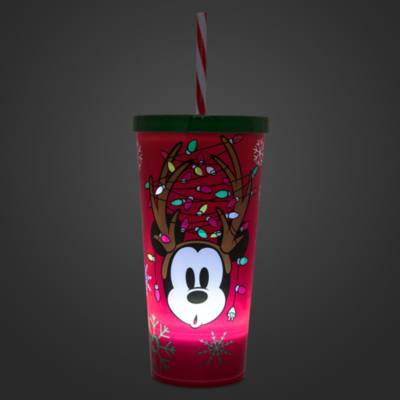 Disney Store Mickey Mouse Holiday Cheer Light-Up Straw Tumbler