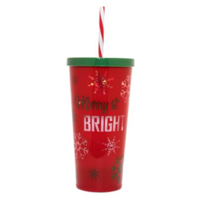Disney Store Mickey Mouse Holiday Cheer Light-Up Straw Tumbler