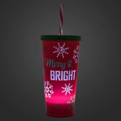 Disney Store Mickey Mouse Holiday Cheer Light-Up Straw Tumbler