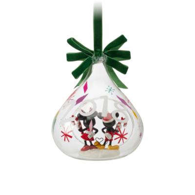 Disney Store Mickey and Minnie Open Globe Hanging Ornament