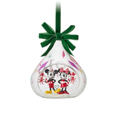 Disney Store Mickey and Minnie Open Globe Hanging Ornament