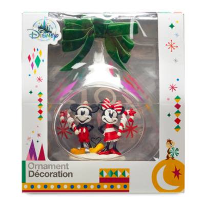 Disney Store Mickey and Minnie Open Globe Hanging Ornament