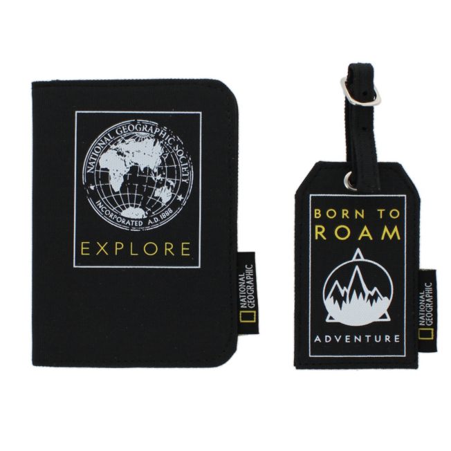 Disney Store National Geographic Passport Holder and Luggage Tag Set