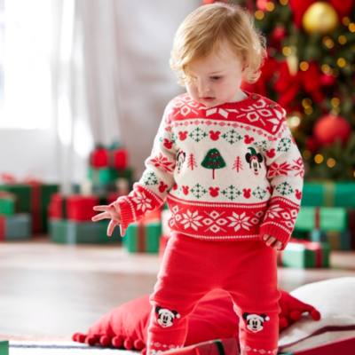 Mickey and Minnie Mouse Baby Festive Knit Top and Bottoms