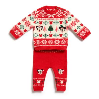 Mickey and Minnie Mouse Baby Festive Knit Top and Bottoms