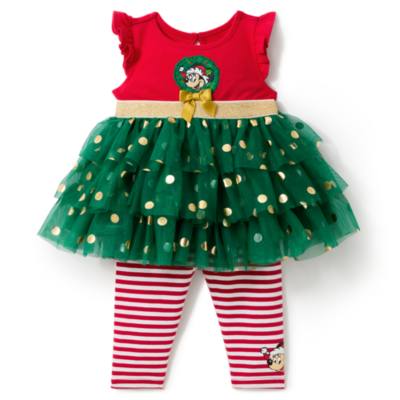 Minnie Mouse Baby Christmas Dress and Leggings Set