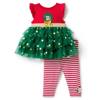 Minnie Mouse Baby Christmas Dress and Leggings Set