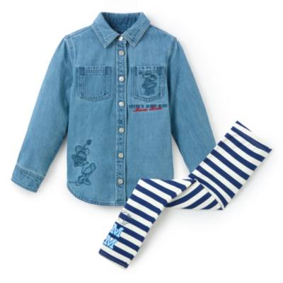 Minnie Maus - Set im Marine-Look mit Hemd und Leggings f&uuml;r Kinder