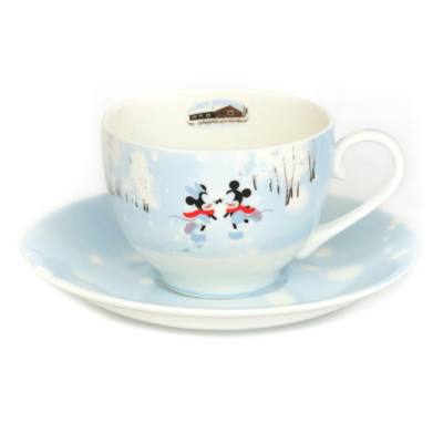 English Ladies Co. Mickey and Minnie Winter Fine China Teacup and Saucer