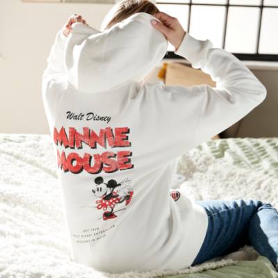 Minnie Mouse Zip Front Hooded Sweatshirt For Adults