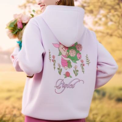 Haut Porcinet &agrave; capuche avec fleurs pour adultes, Winnie l'Ourson