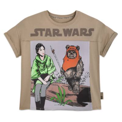 Disney Store Princess Leia and Wicket 40th Anniversary Ladies T Shirt Star Wars Return of the Jedi Disney Outlet UK