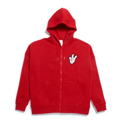 Mickey Mouse Peace Zip Front Hooded Sweatshirt For Adults